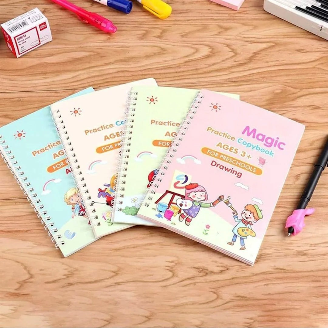 Sank Magic Practice Copybook Pen Preschools Kids 4-Pcs